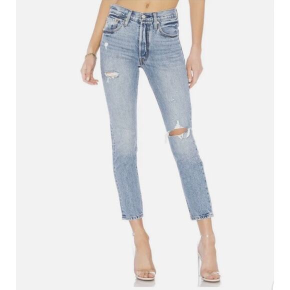 Levi's Premium 501 Jeans Size 23 Button Fly High Ankle Rise Distressed Festival - Picture 1 of 10